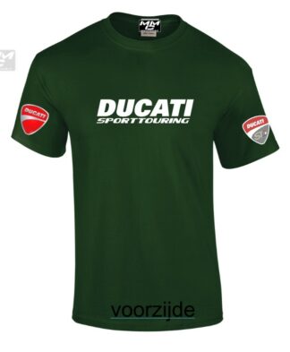 Teeshirt, donkergroen met witte opdruk"Ducati Sporttouring" ST2
