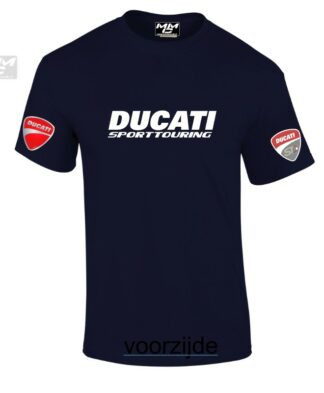 Donkerblauw shirt met witte opdruk "Ducati sporttouring"