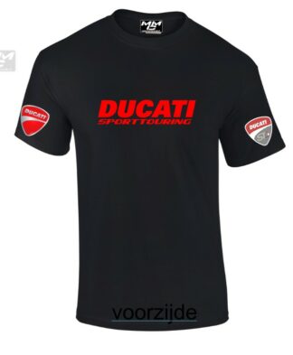 Zwart T-shirt met rode opdruk Ducati Sporttouring